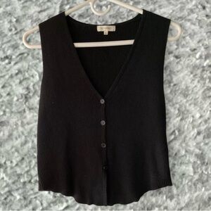 V-Neck Button-Front Tank - Black